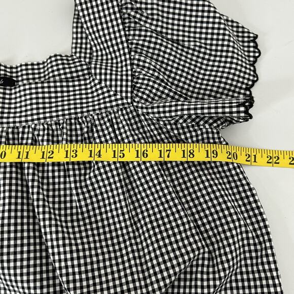 Rails Top Womens Large Black Gingham Scallop Square Neck Shirt Plaid - Picture 12 of 16